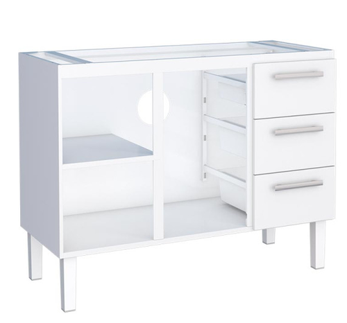 Gabinete Para Pia 120cm Cozinha Aço Vênus Flat 3 Gavetas Cozimax