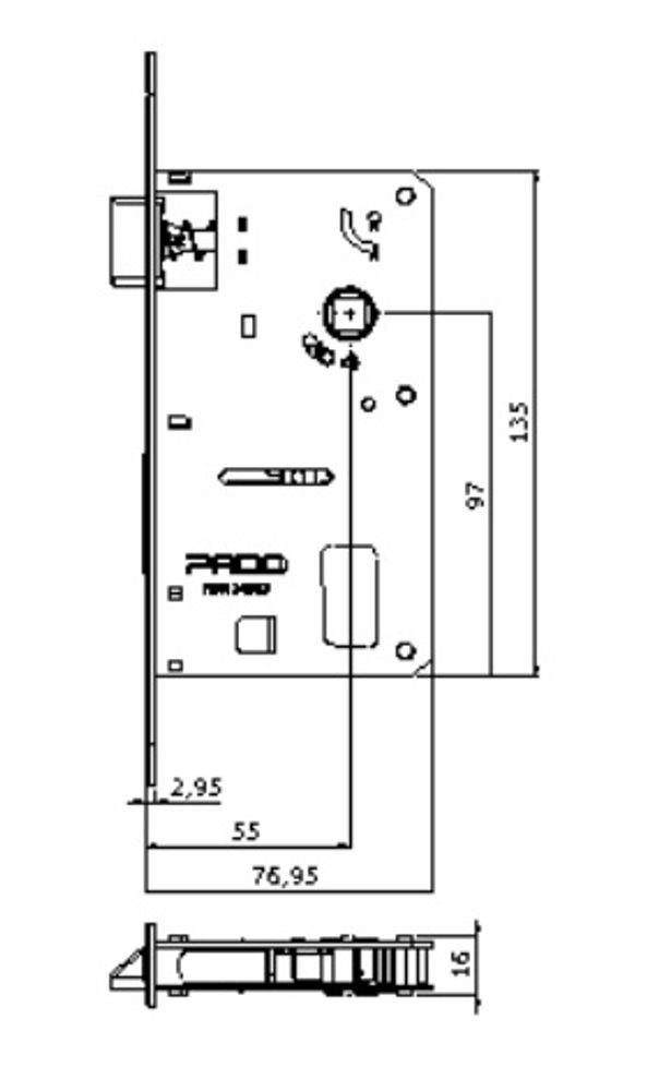 ロストラータ Fechadura Externa Zm Modena 55mm Roseta Quadrada 529PE Cromado