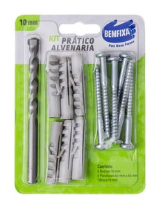 Kit Prático 10mm com Broca, Parafusos e Buchas
