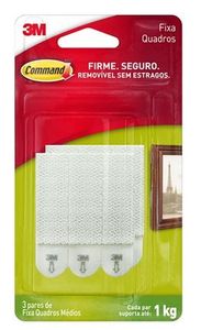 Fecho Adesivo Command Médio Branco Suporta Até 1kg