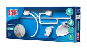 Kit de Acessórios para Banheiro 5 Peças Lavello Branco/Cromado