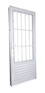 Porta Standard Alumínio com Postigo Laminada 84X215cm Vidro Liso Direito