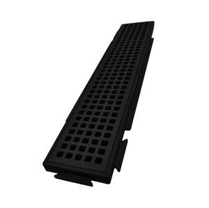 Grelha Linear 15x50cm Plástico Quadriculado Preto com Moldura
