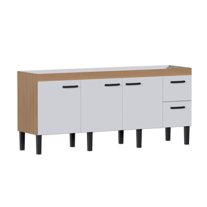 Balcão MDF Sabiá para Pia 2,00m Jequitibá/Branco