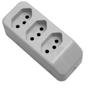 Tomada 2P + T Mável Multipla Tripla 10A 250V Cinza