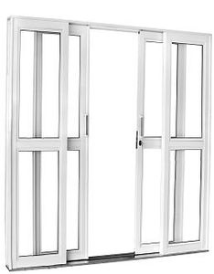 Porta de Correr IDEAL 200x215cm R12 Central em Aço Branco com Vidro Liso