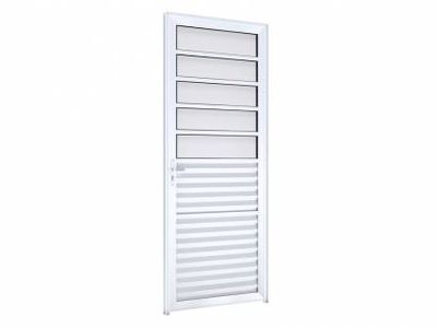 Porta Alumínio Laminada Veneziana Mista De Giro Sem Grade 215x85cm Direita Branca