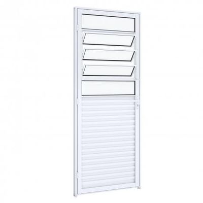 Porta Alumínio Laminada Basculante Veneziana Mista De Giro 215x85cm Esquerda Branca