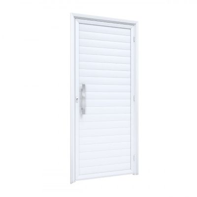 Porta Alumínio Laminada De Giro Lambri Com Puxador 215x95cm Direita Branca