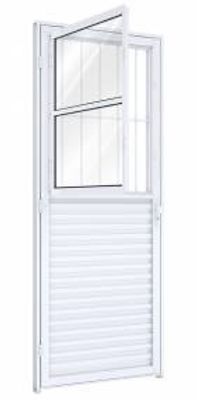 Porta De Alumínio Com Postigo E Grade 215x85cm (Direita)