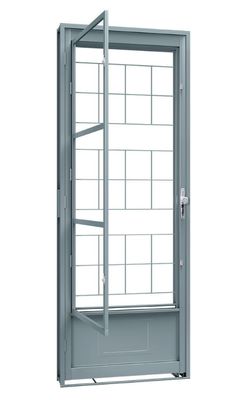 Porta c/ Postigo e Grade Quadrada 215x85 (Esquerda)