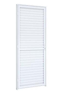 Porta Alumínio Laminada Veneziana De Giro 215x65cm Esquerda Branca