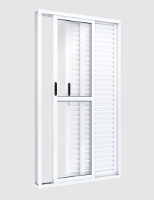 Porta Alumínio Laminada De Correr Lateral De Balcão Veneziana 213x150cm Esquerda Branca