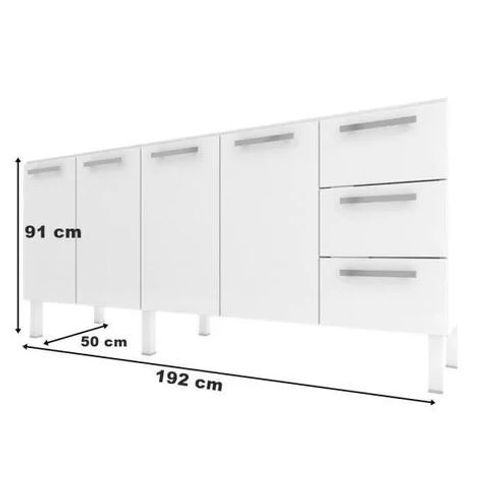 Gabinete De Aço Para Pia Venus Flat 2,00mt Branco Com Preto