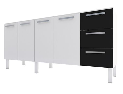 Gabinete De Aço Para Pia Venus Flat 2,00mt Branco Com Preto