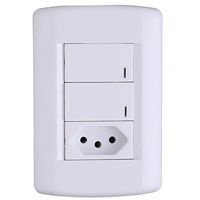 Conjunto c/ 2 Interruptor Simples e 1 Tomada 2P+T 10A 4x2 Talari Iriel 883081