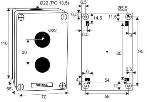 Caixa Plástica de Sobrepor - 2 Furos 22MM